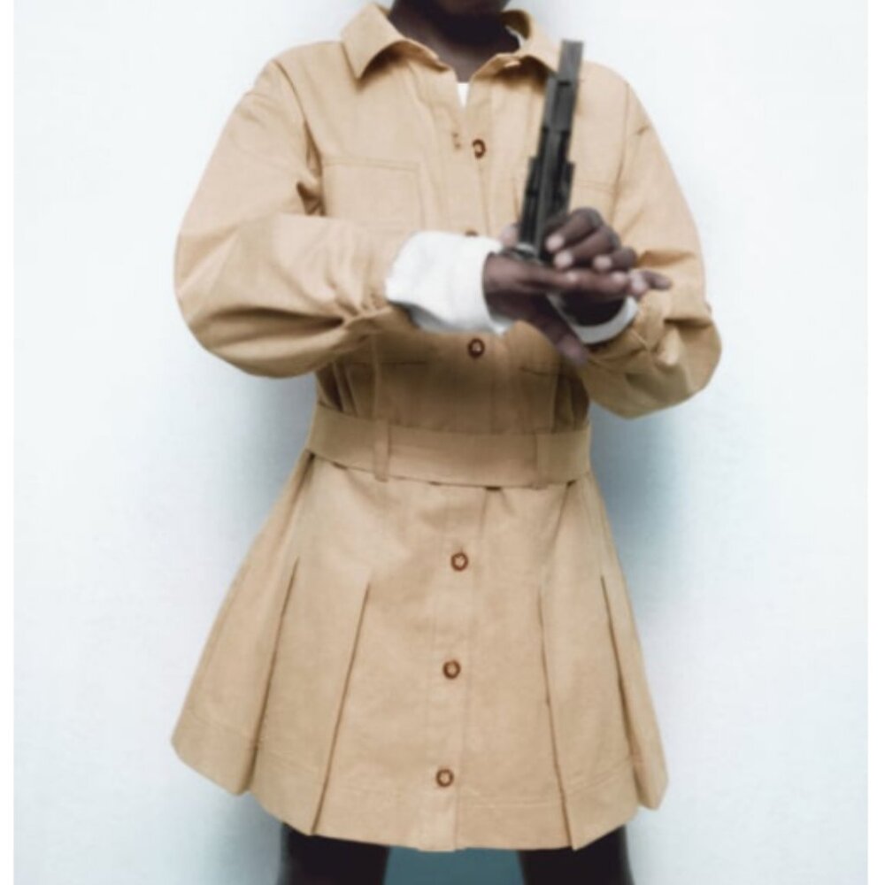 ZARA | Pleated Dress | Girls 14 | Khaki